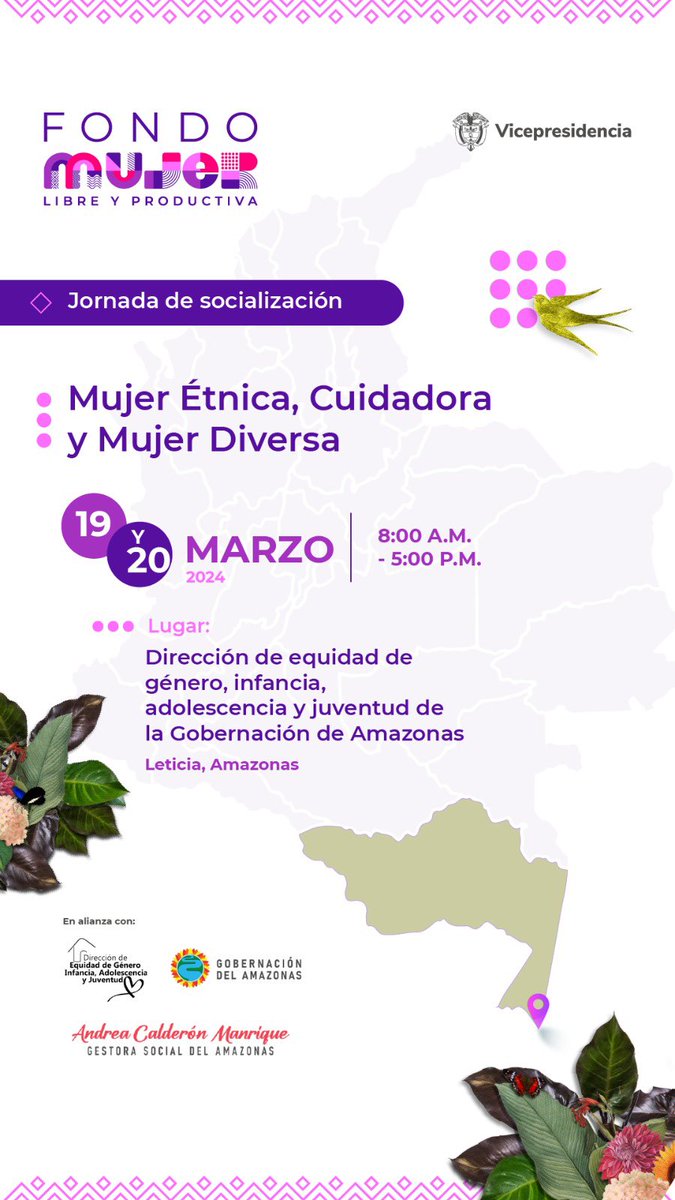 ¡Atención mujeres étnicas del #Amazonas! En alianza @goberamazonas y el @fondomujer este 19 de marzo inicia jornada de postulaciones para el programa de #MujerÉtnica que promueve la autonomía económica ¡Potencia tu emprendimiento y fortalece tus habilidades! #AmazonasEmprende