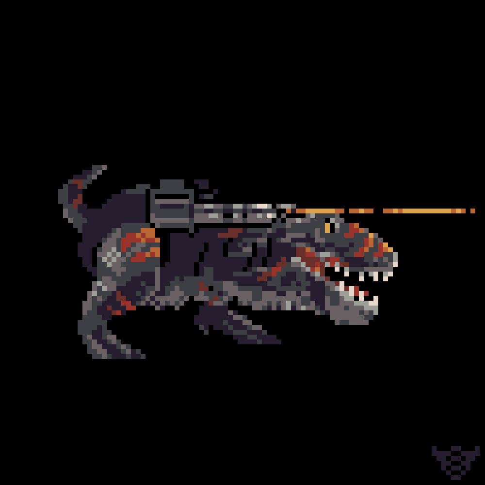 TwitchSteel's tweet photo. #anachronism #pixel_dailies #dinosaur #miniguns @Pixel_Dailies https://t.co/AxSij5uRr0