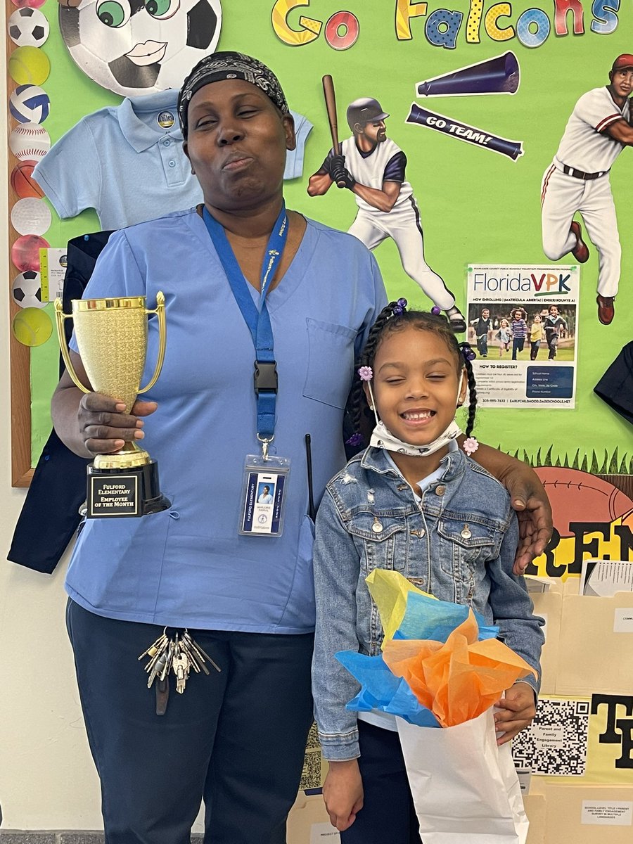 Congratulations to Ms. Marjorie 🏆 our custodian extraordinaire who is our Employee of-the-Month. Thank you for your devotion to the students and staff @FulfordElem 🎉 We ❤️ You! #YourBestChoiceMDCPS @SuptDotres @MDCPS @MDCPSNorth @DareToLeadETO #proudprincipal