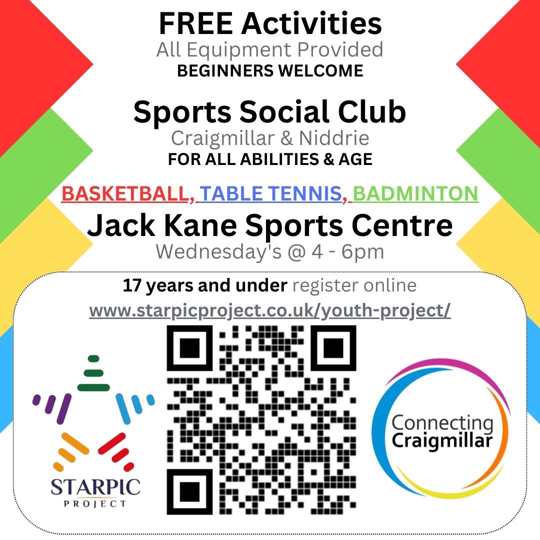 We are delivering 'FREE' activities for young people and families. starpicproject.co.uk/youth-project/ to complete a registration form. _________________________ #starpicproject #community #sports #activities #craigmillar #youths #sports @YouthScotland @CSH_Edinburgh @castlebraepe