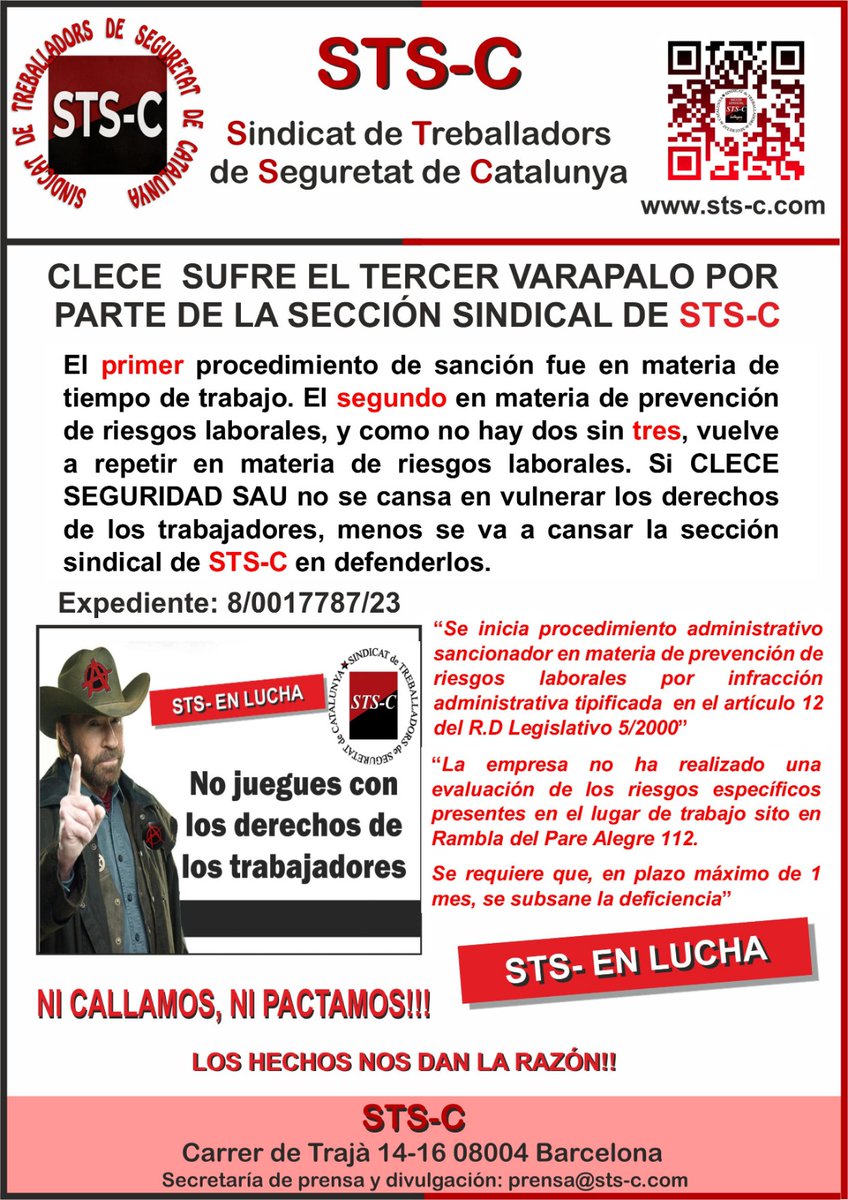 Desde la Sección Sindical de STS-C en <a href="/Clece_/">CLECE</a> están en NON-STOP 💪💪 haber quien se cansa antes. #seguridad #vigilantesswguridad trabajando para educar a la patronal en defensa de los derechos de los trabajadores