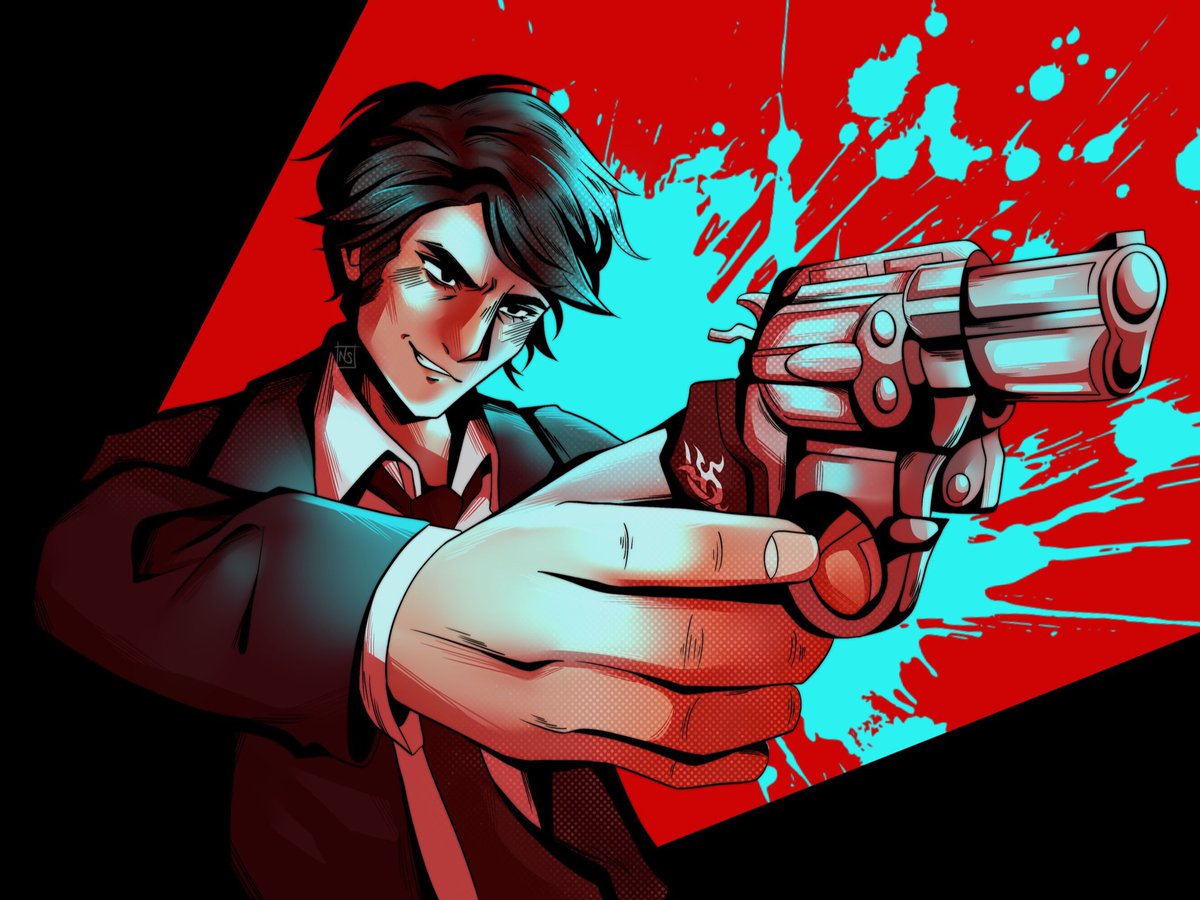 nudorusoup's tweet image. “this is too easy” 🩸 
#killer7 #dansmith #suda51 #grasshoppermanufacture