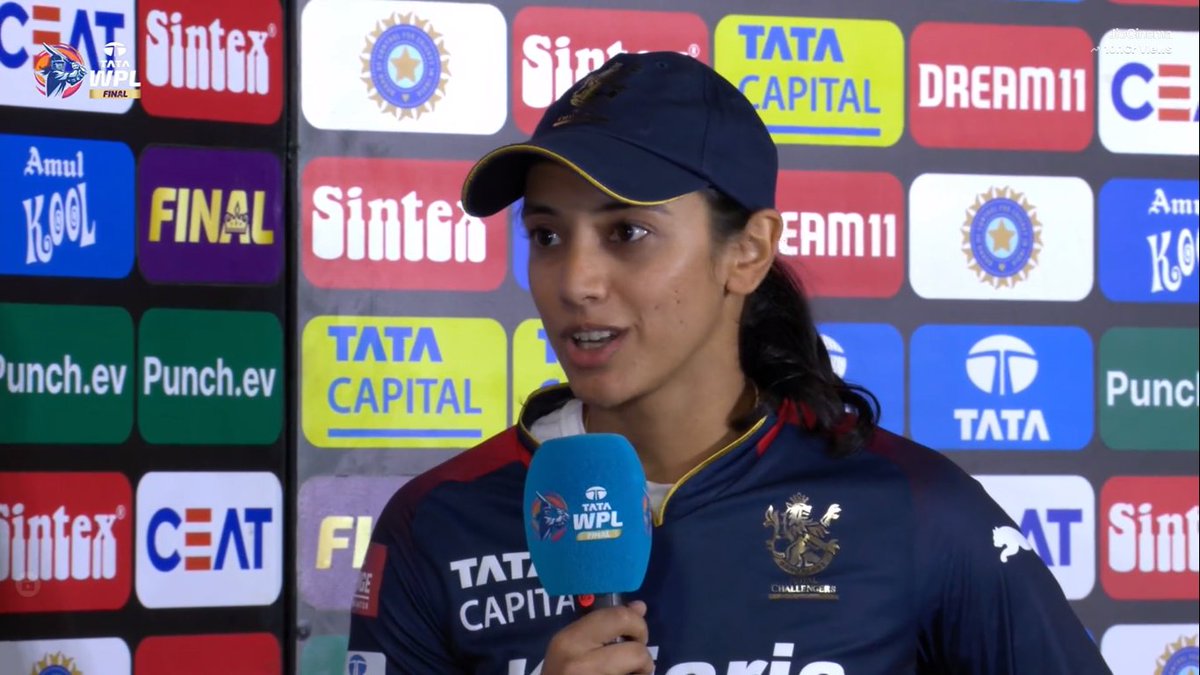 mufaddal_vohra's tweet photo. Smriti Mandhana said, "it's not 'Ee Sala Cup Namde', it's now 'Ee Sala Cup Namdu'". https://t.co/SyN20bnz2d