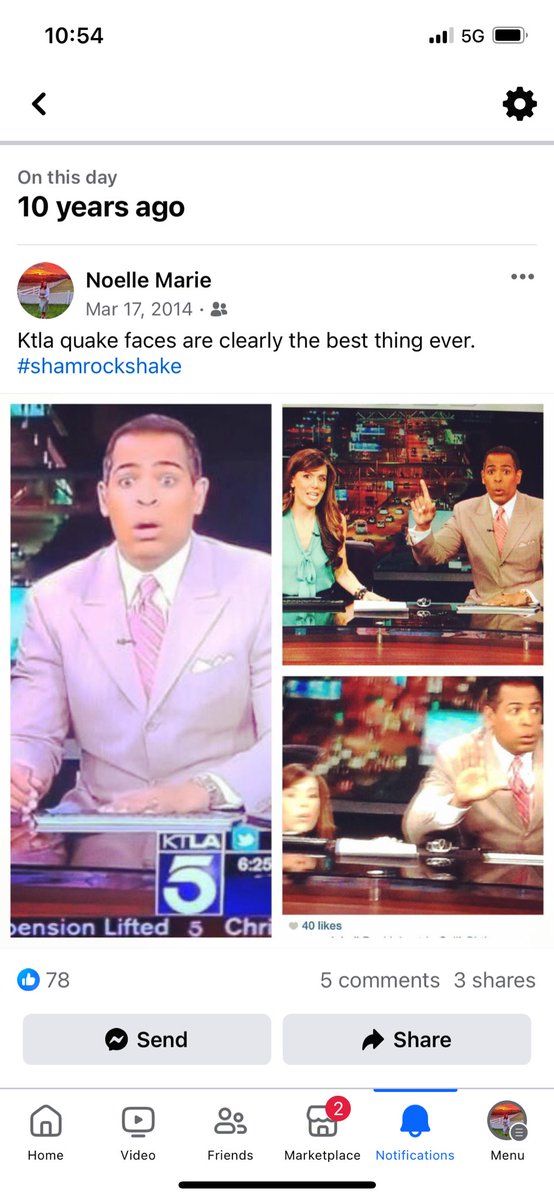 noellebellow's tweet photo. Happy 10 years #quakeface @ChrisKTLA ☝🏾😧@KTLAMorningNews https://t.co/pya2DeKFTF