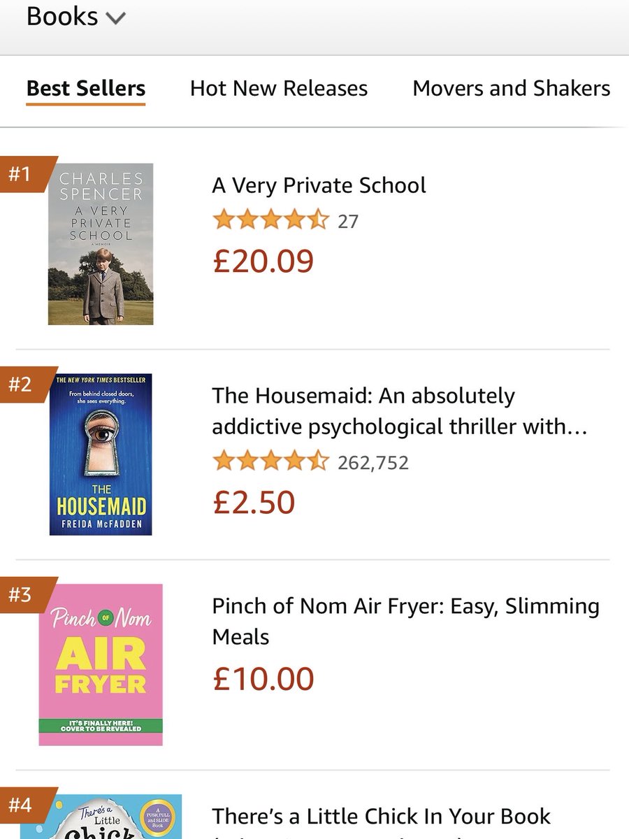 So grateful to see that A Very Private School is the no. 1 book on Amazon in the UK right now: so humbling to think that quite a few people are reading this most personal of tales.