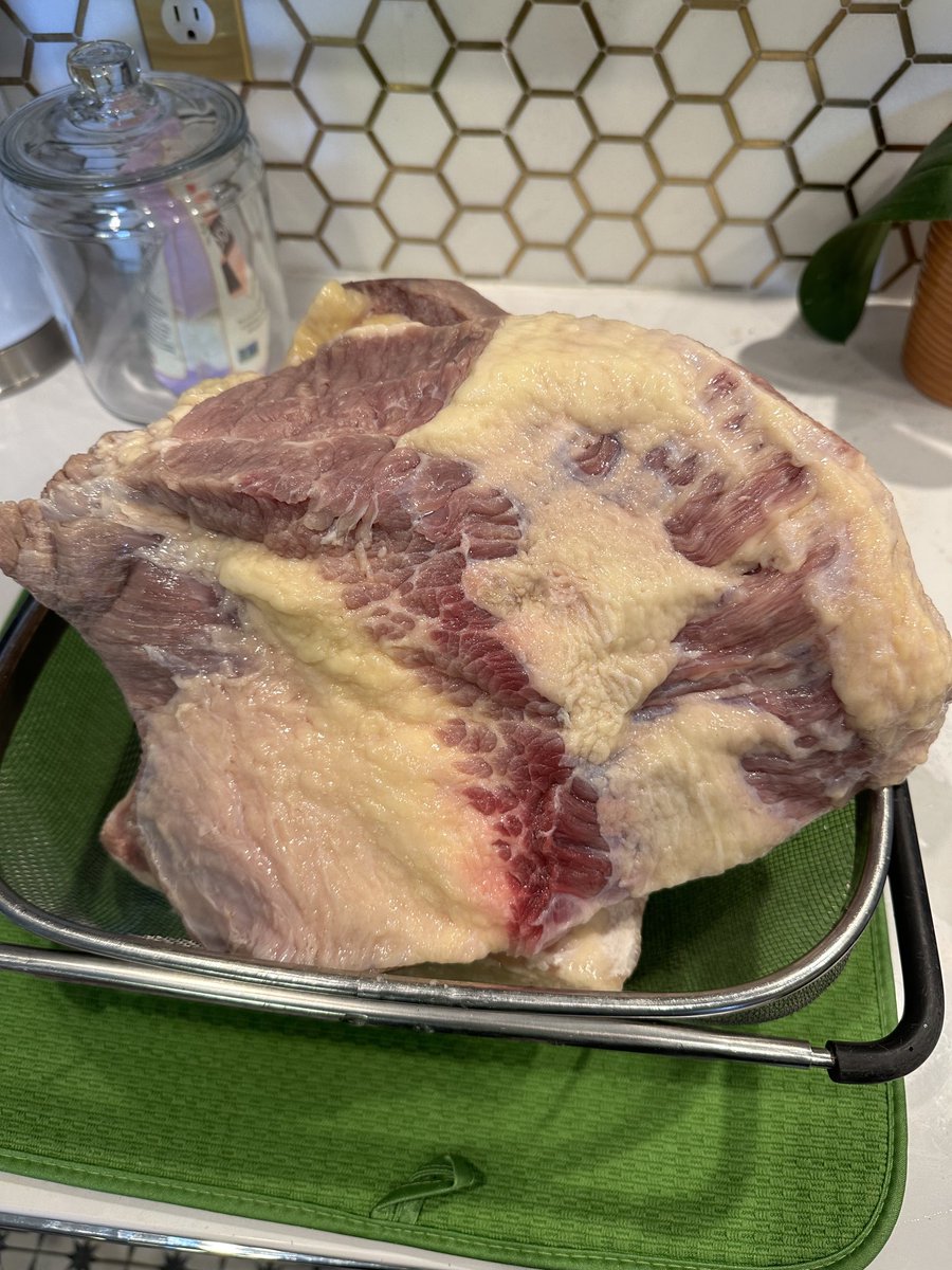 IndependenceArk's tweet image. Brined in salt water and spices for 7 days. Getting ready for slow cooking on low for 3-4hrs #Brisket #CornedBeefandCabbage #HappyStPatricksDay