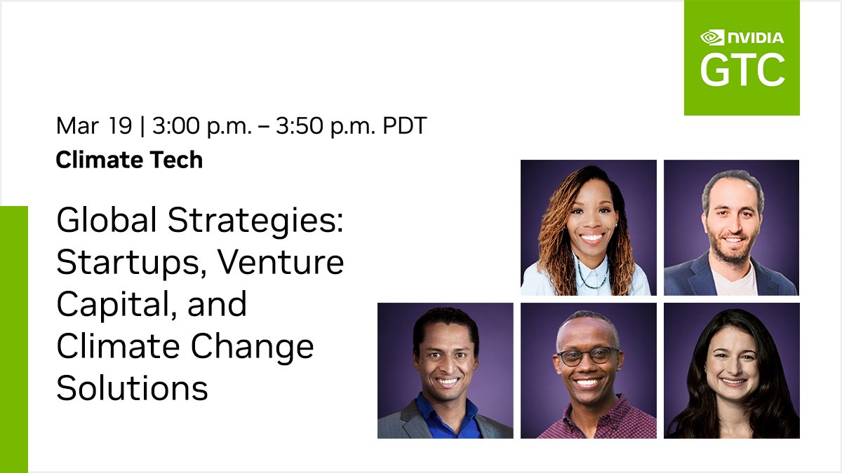 Join @tomorrowio_, @EmCollective, and the @StateDept at #GTC24 to discover the powerful synergy between startups, venture capital, and cutting-edge technology as we shape a sustainable future. Register for this engaging conversation on #ClimateAI now: nvda.ws/3IGQWvC