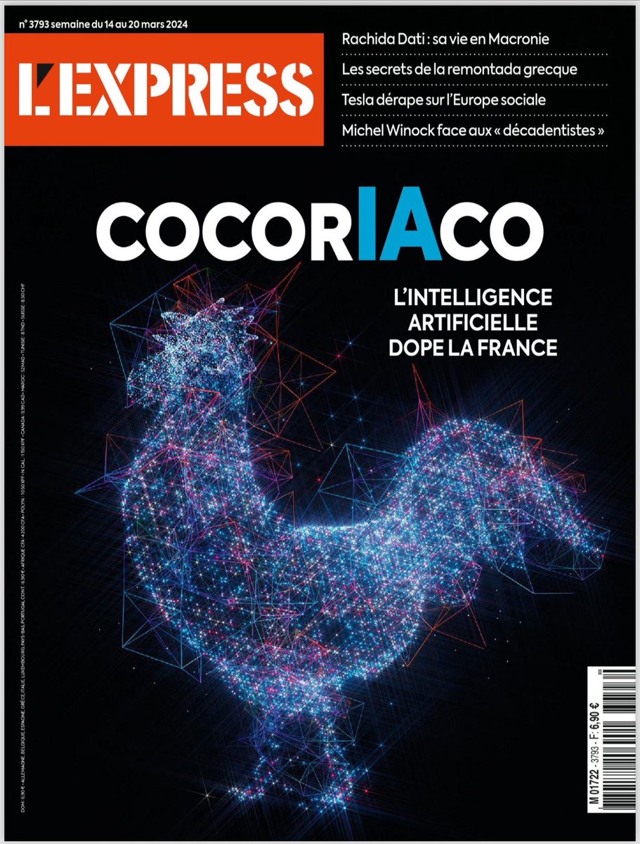 annetestuz's tweet photo. #RevueDePresse #hebdos
« Lâ #IA made in France » a de lâavenir, malgrĂ© son retard au dĂ©marrage pour
@LEXPRESS qui titre subtilement « CocorIAco »
« La synthĂšse de documents, la traduction en des dizaines de langues, la gĂ©nĂ©ration de textes, dâimages, de voix ou de vidĂ©osâ effectuĂ©es grĂące Ă lâIA reprĂ©sente, "des gains de productivitĂ© Ă©normes, avec des pourcentages Ă deux chiffresâ en particulier dans la relation client et le SAV.
« En dix ans, elle pourrait entraĂźner une hausse du PIB situĂ© entre 250 et 420 MdsâŹâ pour l'ĂlysĂ©e, "soit du mĂȘme ordre de grandeur que lâactivitĂ© actuelle de lâindustrie dans son ensembleâ.
Et, optimiste, la secrĂ©taire dâĂtat chargĂ©e du #NumĂ©rique affirme que "les Ă©tudes indiquent que lâIA va plutĂŽt permettre aux travailleurs moins qualifiĂ©s de monter en compĂ©tence que de les remplacerâ
Mais il va falloir âmener avec finesse latransformation des mĂ©tiersâ, et Ă©chapper aux piĂšges que sont la confidentialitĂ© des donnĂ©es et la formation aux outils. âGare Ă la chuteâ pour les entreprises qui sâen saisiront pasâŠ
LâIA gĂ©nĂ©rative française a enfin un bel avenir devant elle : entre #Nabla et #MistralAI, elle est ces 4 derniĂšres annĂ©es le 3° pays dâinvestissement en capital-risque, grĂące au soutien de @Bpifrance et de la @Frenchtech
Son atout ? âSes formations dâexcellence en ingĂ©nierie et en mathĂ©matiquesâ, mĂȘme si le pays doit veiller Ă permettre Ă chacun de âcomprendre la maniĂšre dont leur discipline peut ĂȘtre transformĂ©e par lâIA.â
La vigilance est de mise du cĂŽtĂ© des rĂ©gulateurs mondiaux, qui veillent dĂ©jĂ aux âentailles Ă la concurrenceâ. Et pour conserver son avance et financer ses pĂ©pites, la France doit âmobiliser les acteurs privĂ©s français et europĂ©ensâ.
Bercy crĂ©erait bien un âgrand fonds IAâ. Une experte considĂšre quââil faut identifier les endroits oĂč la France peut se diffĂ©rencier dans cette chaĂźne de valeur et chercher Ă devenir un acteur incontournable dans un Ă©cosystĂšme globalisĂ©, plutĂŽt que dâessayer de tout faire et de peiner Ă tout rattraperâ.
1/7