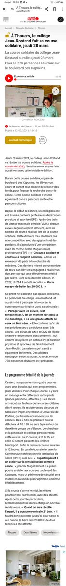 alexgnclvs's tweet photo. J-11 pour une très belle cause menée @rostand79 : La course solidaire - Edition 2024. Merci @profeps16 pour ce projet fédérateur et ton énergie. A nos baskets pour aider au financement des recherches de  @SebastienPapot  🏃‍♂️‍➡️🏃‍♀️‍➡️
#parcourssanté&amp;citoyen#luttecontrelecancer https://t.co/Ut3iPtWQiK