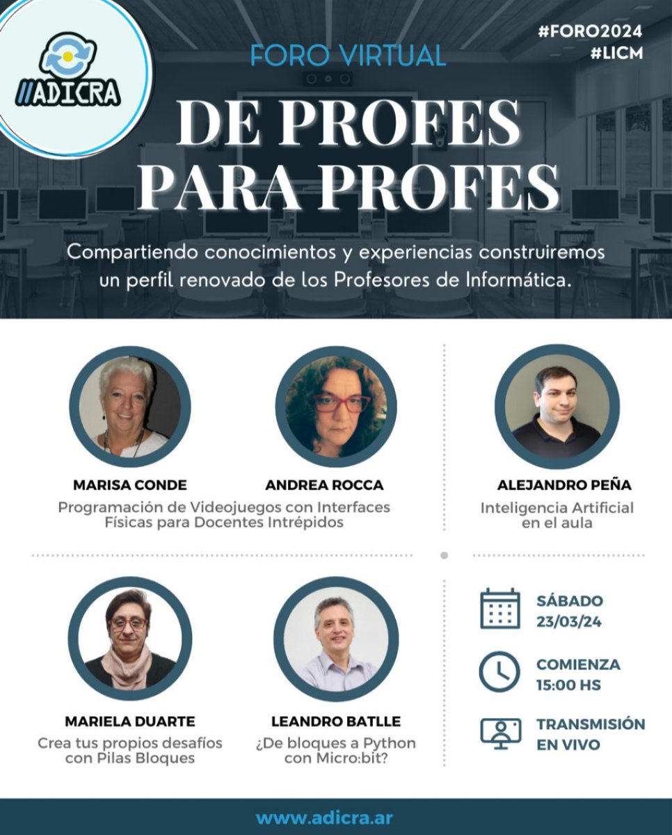 superjuacho's tweet photo. Te invitamos a participar en nuestro nuevo Foro Virtual, De profes para profes!! 🗓️Cuándo? El 23/03 - En vivo 15hs📢 Dónde? En https://t.co/ZHqYbZvyaY

#LaInformáticaComoMateria
#Foro2024
#LICM https://t.co/sJ2yXBj9Jn