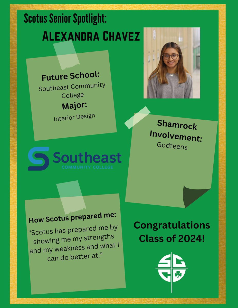 Senior Spotlight📸 Senior Alexandra Chavez plans on attending @SCCNeb, majoring in interior design. READ MORE: facebook.com/share/p/WRUAvD… Good luck, Alexandra at Southeast CC! We are proud of your accomplishments! #TheScotusWay #GoRocks
