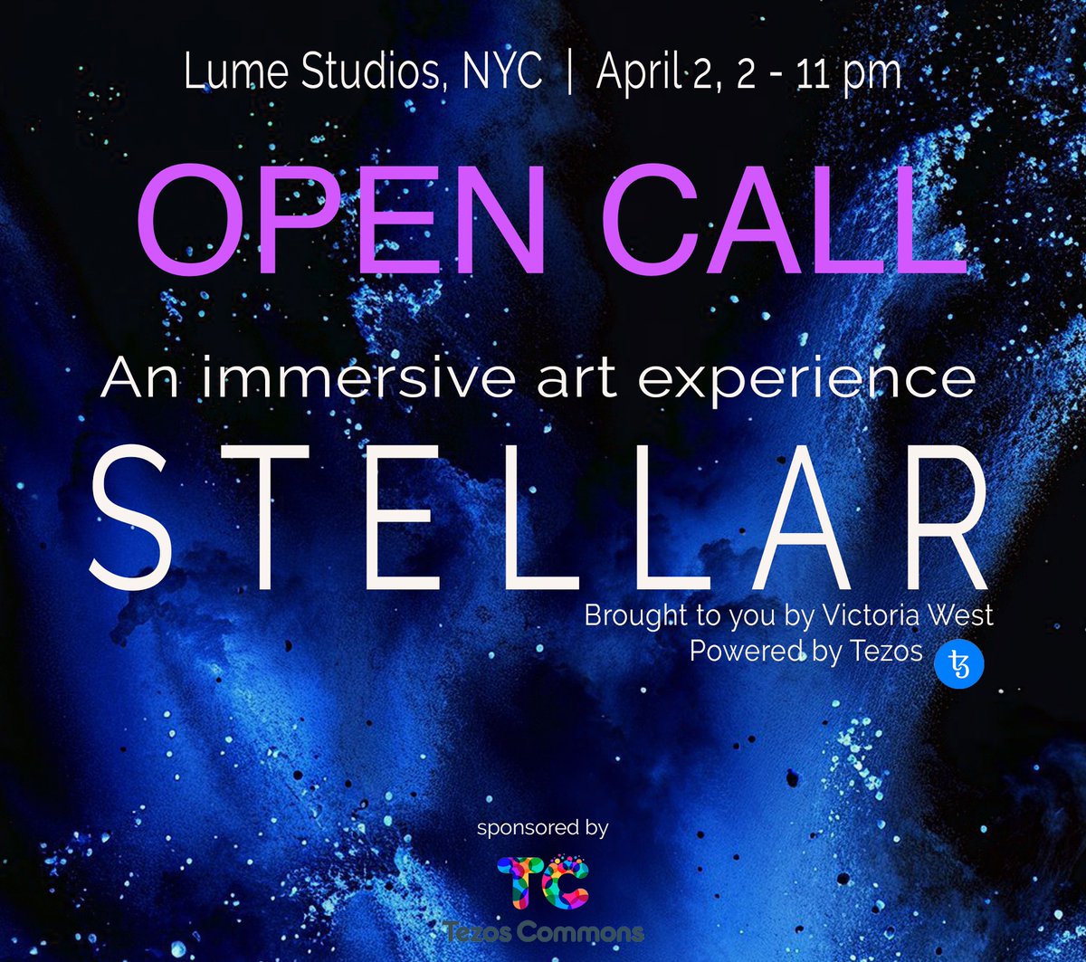 aaronV (@aaronvick) on Twitter photo 🚨 OPEN CALL for the Community Showcase during <a href="/vwestphoto_nb/">Victoria West</a>'s NYC STELLAR 2024 event during NFT NYC Week.
The Tezos Community OPEN CALL is live! 😮
Use hashtag Stellar2024 or submit directly via Joyn!
RETWEET as this ends in FOUR days!
Details in 🔗
joyn.xyz/contest/stella… 🚨 OPEN CALL for the Community Showcase during <a href="/vwestphoto_nb/">Victoria West</a>'s NYC STELLAR 2024 event during NFT NYC Week.
The Tezos Community OPEN CALL is live! 😮
Use hashtag Stellar2024 or submit directly via Joyn!
RETWEET as this ends in FOUR days!
Details in 🔗
joyn.xyz/contest/stella…