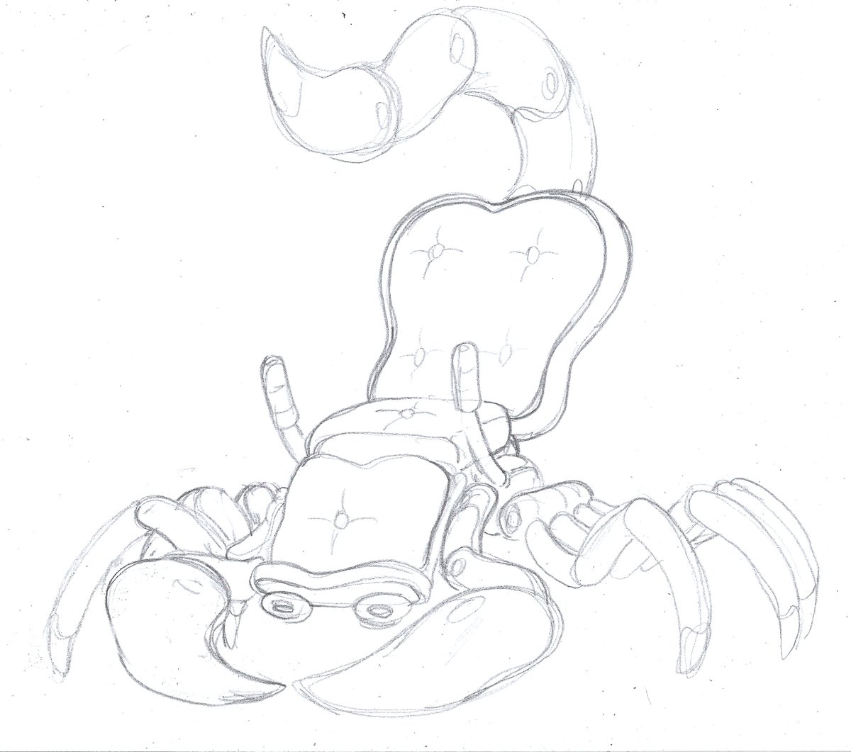 Darksilvania's tweet photo. Saw a lot of people talking about the use of wheelchairs in fantasy settings and their practicality and had the idea of making a magical/mechanical wheelchair. 
It looks and regular wheelchair for day to day settings but can turn into a mechanical scorpion for exploration. https://t.co/gaCcBW9yf7