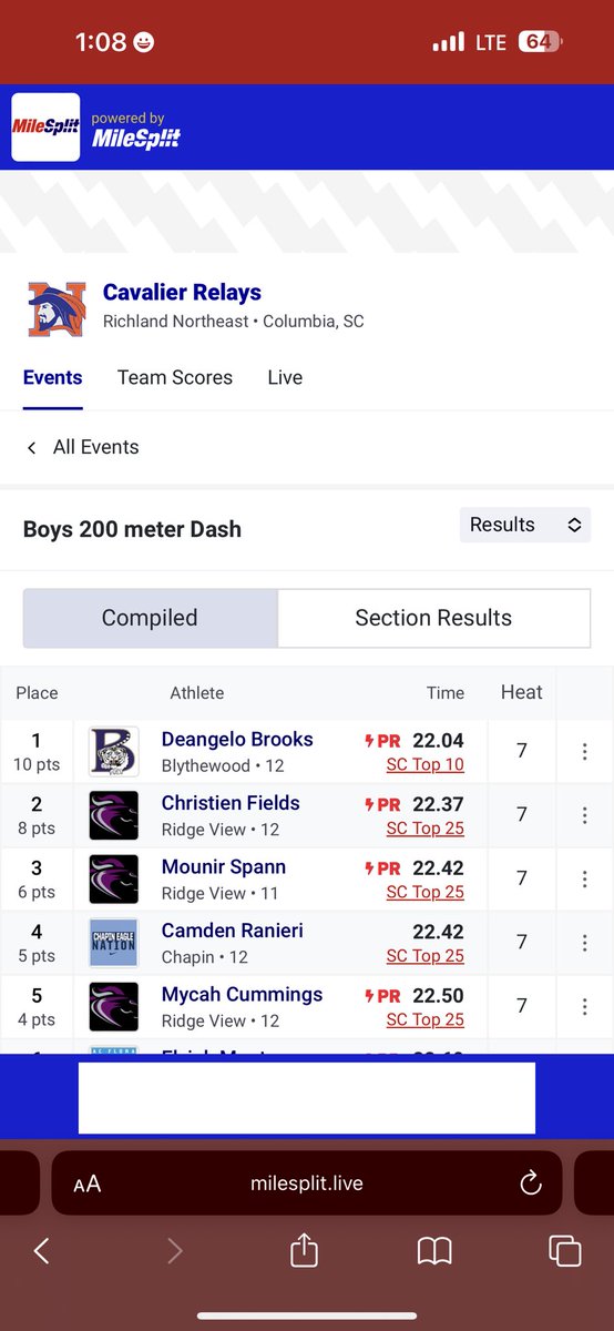 DeAngeloBrooks_'s tweet photo. Won the 200m at Cavalier Relays running 22.04!! @BlythewoodTFXC @CoachAT1 #CavalierRelays https://t.co/Ucs7wIekJn