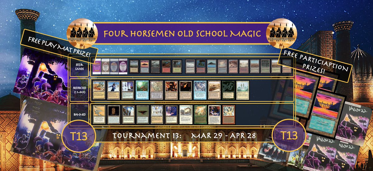 fourhorsemenmtg's tweet photo. Want to Play Unique Old School Magic Format and Win FREE Prizes?  
Check out Four Horsemen Tournament 13! Visit https://t.co/Kq9RGwSUcv for details! 

#oldschoolmtg #oldschoolmagic #osmtg #mtgoldschool #mtgvintage #vintagemtg #mtg #magicthegathering #wotc #mtgaddicts #mtgaddict https://t.co/gWePCaBHrD