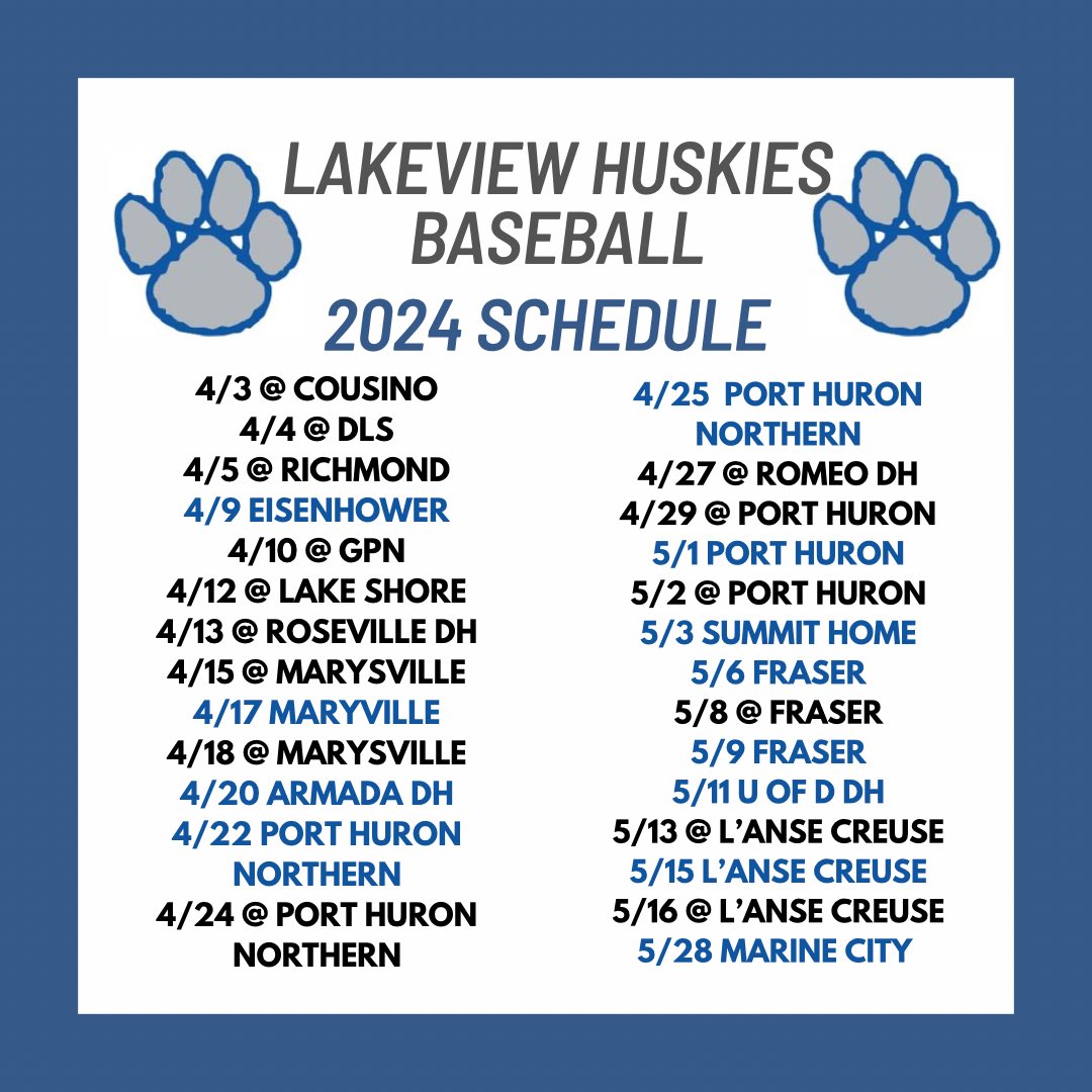 Lakeview Huskies schedule for 2024 season
