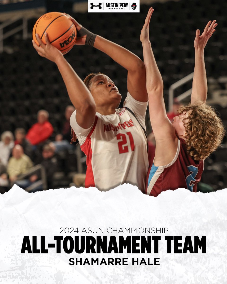 𝓒𝓞𝓝𝓖𝓡𝓐𝓣𝓤𝓛𝓐𝓣𝓘𝓞𝓝𝓢 to Shamarre Hale for being named to the @ASUNSports All-Tournament Team!!🎩🏀 📃 - tinyurl.com/bdehu4kc #ItsTime | #LetsGoPeay