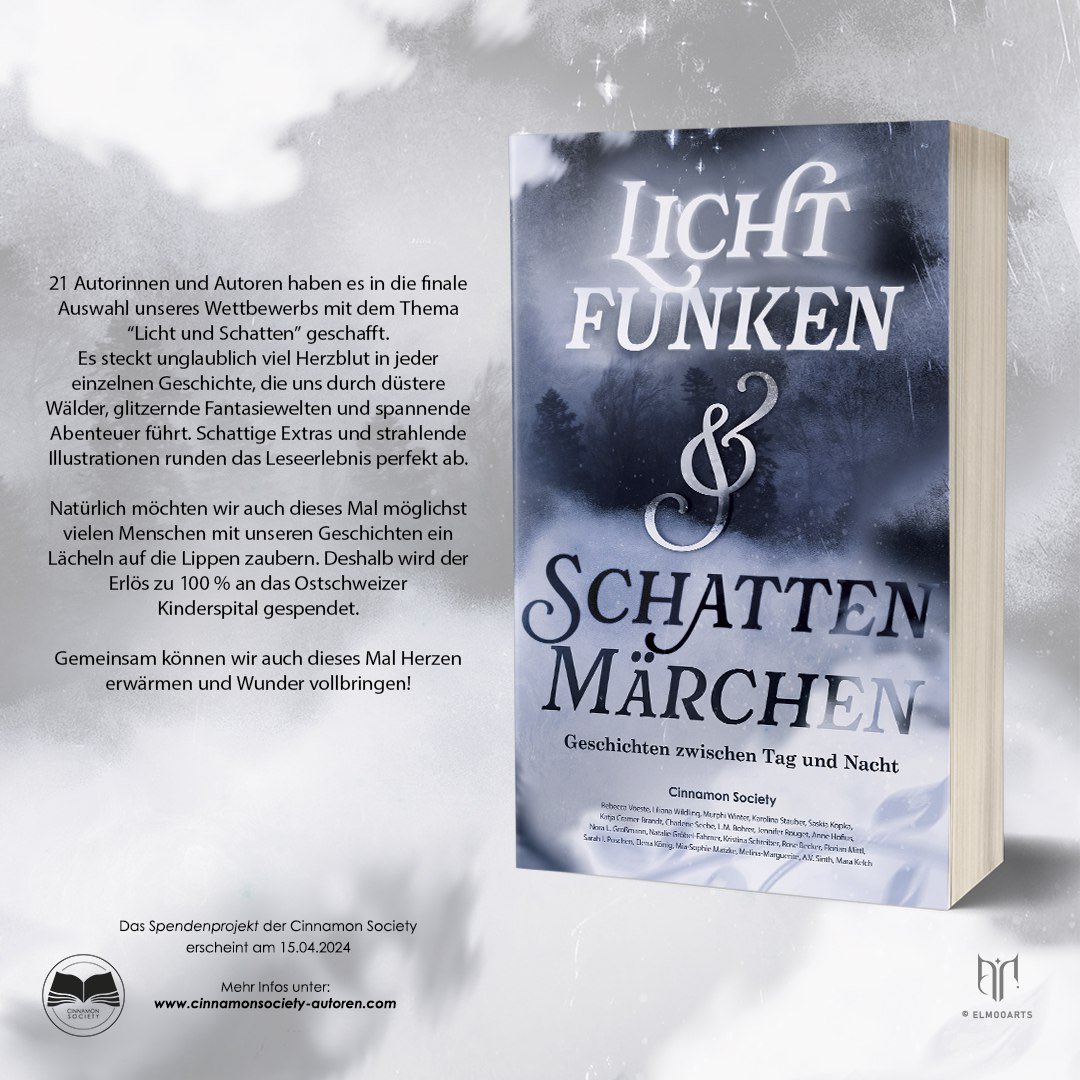 CinnamonSociety's tweet photo. Endlich dürfen wir euch das Cover von unserem ersten Wettbewerb, mit dem Thema Licht &amp; Schatten, präsentieren ✨📖

Am 15.04 ist es soweit! 

#Coverreveal #cinnamonsociety #bücherfürdengutenzweck https://t.co/SXPxOqDUsf