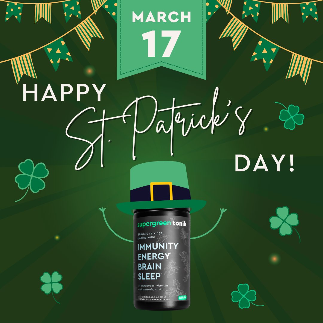 Get into the St. Patrick's Day spirit with a Supergreen Tonik from @humantonik! 🍀 Cheers to a healthy, happy celebration! 💚

 #StPatricksDay #GreenCheers #humantonik #supergreentonik #greensblend #greenssupplement