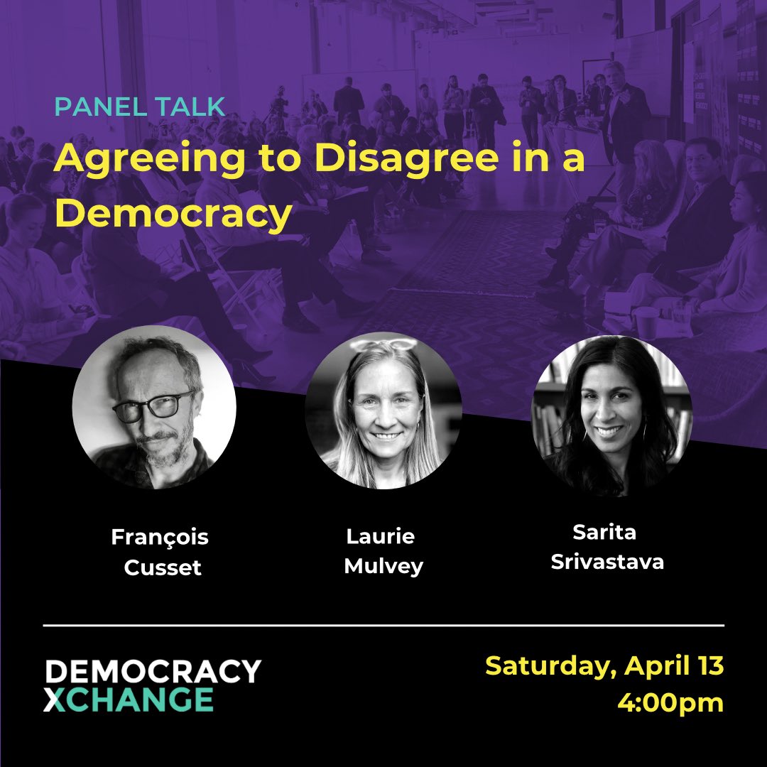 Join us on Apr 13 for the Agreeing to Disagree in a Democracy Panel @ #DXC24. Democracy doesn’t work if we can’t talk about our different beliefs. Our panelists will unpack what’s underneath our growing polarization & how we can relate across differences. democracyxchange.org/schedule/dxc24
