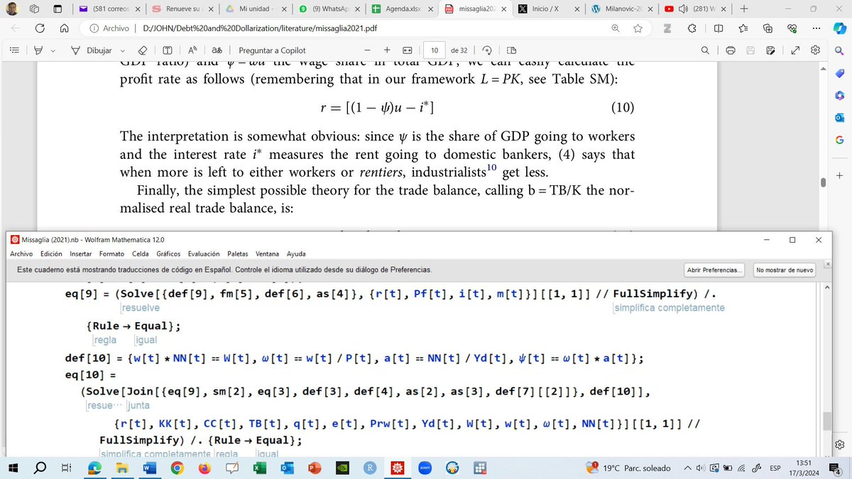 JohnCajasGuijar's tweet image. Actividad de domingo, transcribir un modelo sobre #dolarización en #Mathematica.