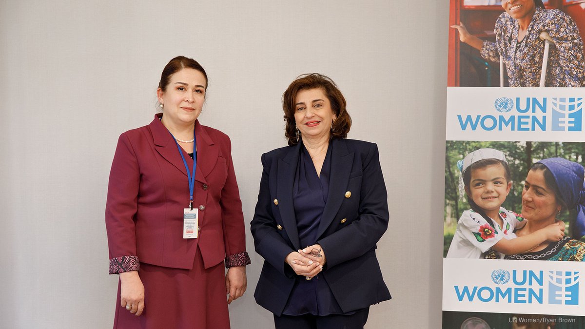 Great meeting H.E Bunafsha Fayziddinzoda, Chair of the Committee for Women and Family Affairs of #Tajikistan at #CSW68. Tajikistan is a member of the @unwomenboard bureau & an ally on advancing #SDG5 nationally and in the region.
