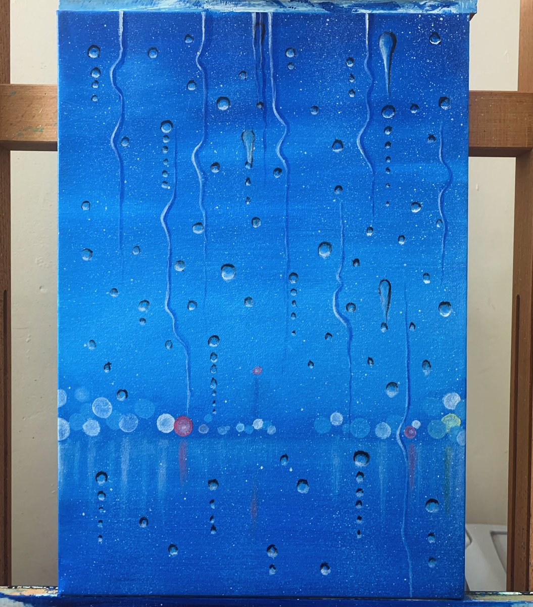 GrahamBArtist's tweet photo. A rainy day, acrylic on canvas. Video of the process will be coming soon. #acrylic #acrylicpainting #rainonwindow #rainyday #art #painting #paintingoncanvas🎨 https://t.co/zk1Th8YzYP