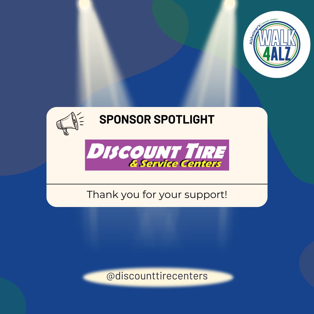 Thank you to Discount Tire and Service Centers for choosing to sponsor Walk4ALZ! Check out Discount Tire and Services Centers at: discounttirecenters.com