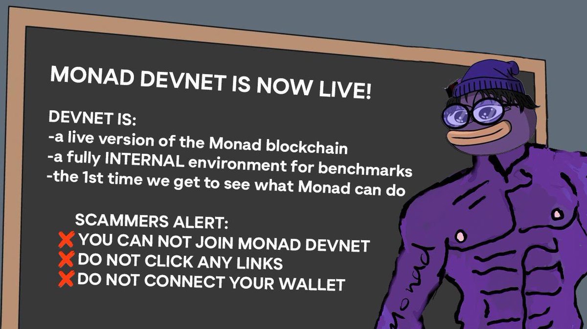 Monad's Devnet is now live ⚡ This is the start of @monad_xyz phased launch this year 👀 Excited to try out 10k TPS on the EVM during their upcoming testnet phase 💜 Here's some devnet alpha 👇