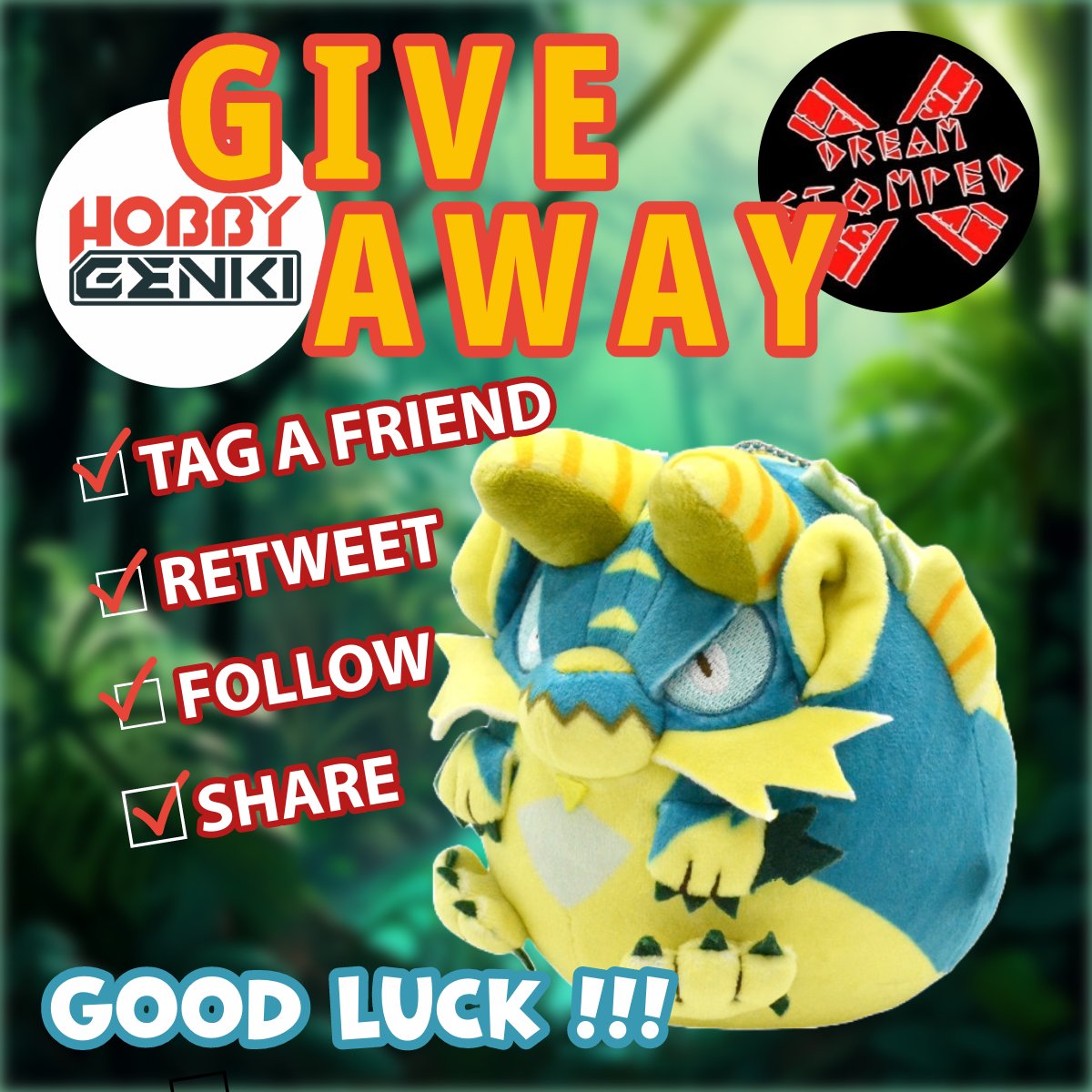 Giving back to the awesome Monster Hunter community and celebrating Zinogre winning the Hunters' Choice poll by partnering with <a href="/HobbyGenki/">Hobby-Genki</a> and giving away this cute Zinogre plush!

Just tag a friend, RT the post, and make sure you're following both of us to enter!