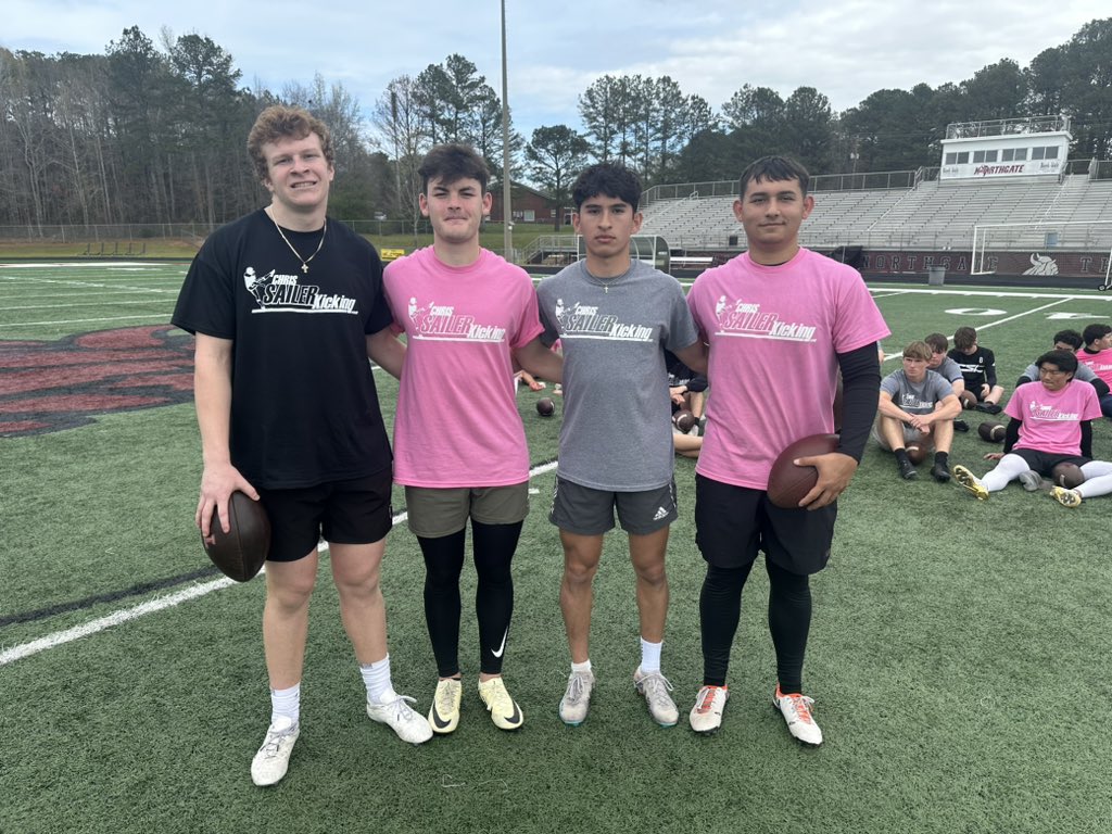 Congratulations to the 2024 Chris Sailer Kicking GA Spring Camp Competition Champions… FG: John McGuire & Jake Anderson, KO: Carter Genchi & Punt: Brandon Gonzales. Big time performances today. #TeamSailer