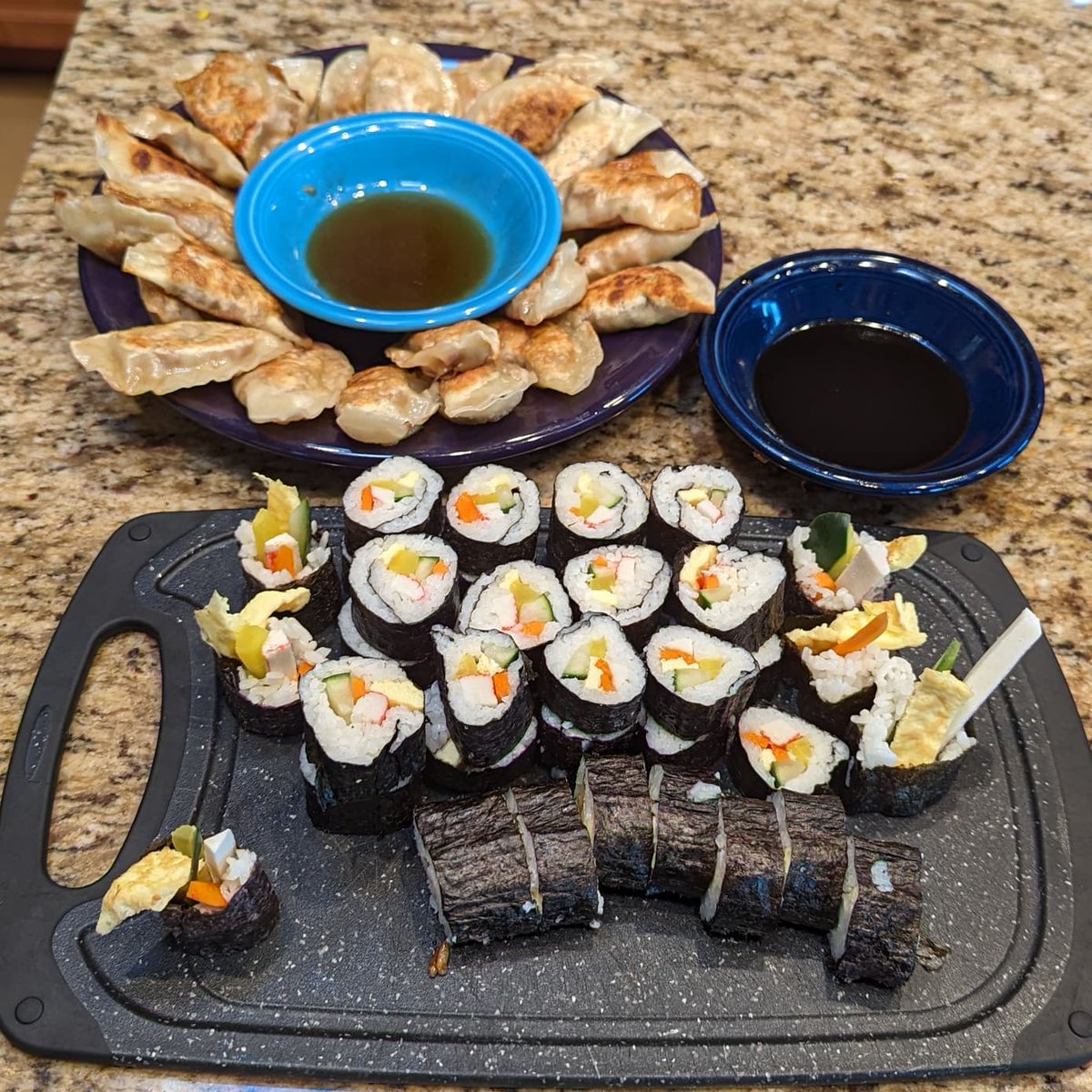 #MakerMonday! Share something you've created whether it's a hobby, work product, or anything else that you're proud of this week! These are Homemade Kimbap and Potstickers!