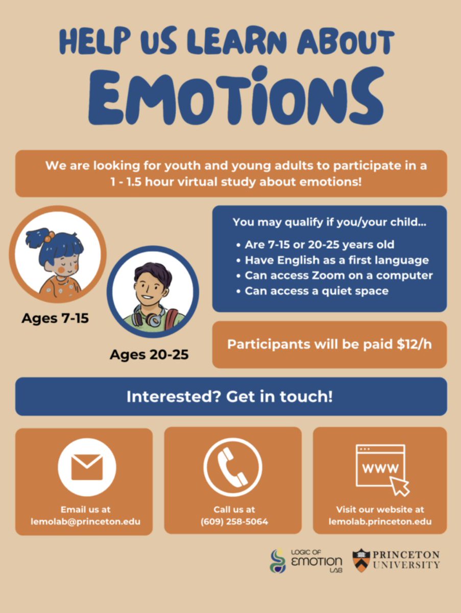 Chantal Valdivia-Moreno (@talvaldivia) on Twitter photo Please spread the word! Searching for youth and young adult participants. Payment = 12/h for up to 1.5 hours. If interested, email lemolab@princeton.edu to get started! Please spread the word! Searching for youth and young adult participants. Payment = 12/h for up to 1.5 hours. If interested, email lemolab@princeton.edu to get started!