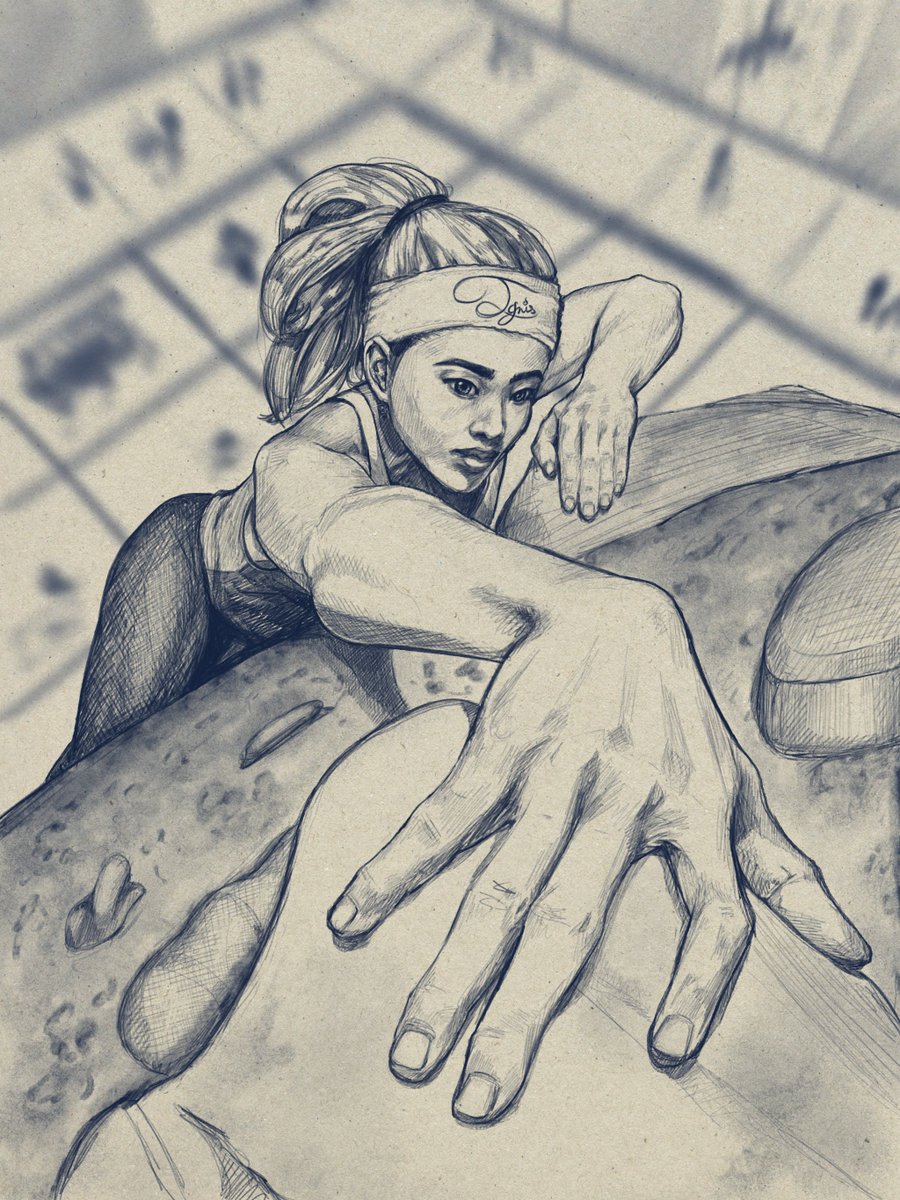 Keep looking up, straight towards your dreams. One day, you'll achieve them. #digitalart #procreate #climbing