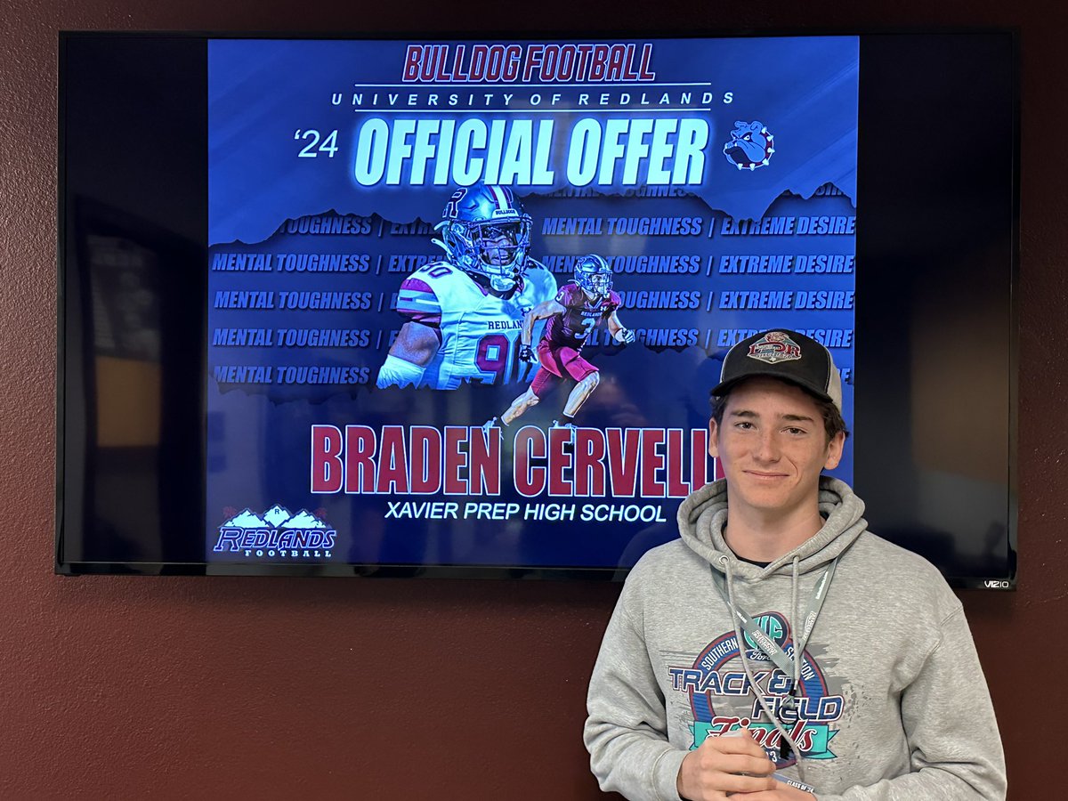 Braden Cervello (@cervello_5) on Twitter photo After a great visit with @ur_coachgood and <a href="/CoachMMMoore/">Matt Moore</a> I’m excited to announce another opportunity to continue my education and football career.
<a href="/JamesDockery31/">Coach Doc V</a> <a href="/SteveEscobedo12/">Steve Escobedo</a> <a href="/MichaelKarls/">Michael Karls</a> <a href="/MatthewCantu61/">Matthew Cantu</a> After a great visit with @ur_coachgood and <a href="/CoachMMMoore/">Matt Moore</a> I’m excited to announce another opportunity to continue my education and football career.
<a href="/JamesDockery31/">Coach Doc V</a> <a href="/SteveEscobedo12/">Steve Escobedo</a> <a href="/MichaelKarls/">Michael Karls</a> <a href="/MatthewCantu61/">Matthew Cantu</a>