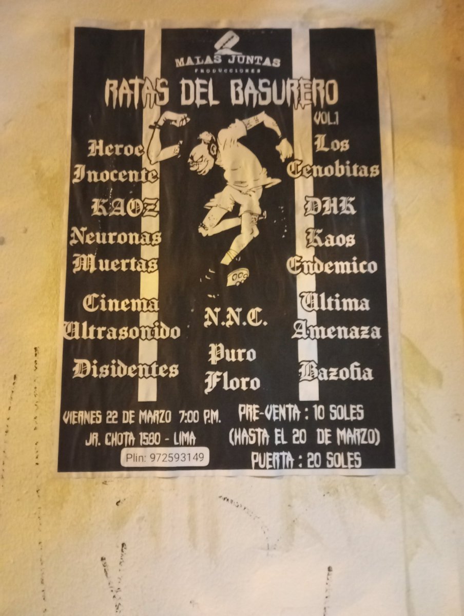 barato89's tweet photo. A la antigua. De boca en boca, de mano en mano, un concierto buscando autogestión. Ya tienen su entrada? #EchaMuni preventa a 10 so! Puerta 20 so!. https://t.co/mEeIH35E4N