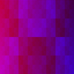 LF_MrL314's tweet photo. More interesting SMK PRNG stuff:

This is a visualization of the input->output of the PRNG function. px coord is the current value (high byte is row, low byte is col), output is the px color (high byte is red channel, low byte is blue channel). https://t.co/6yaEVTYmOS