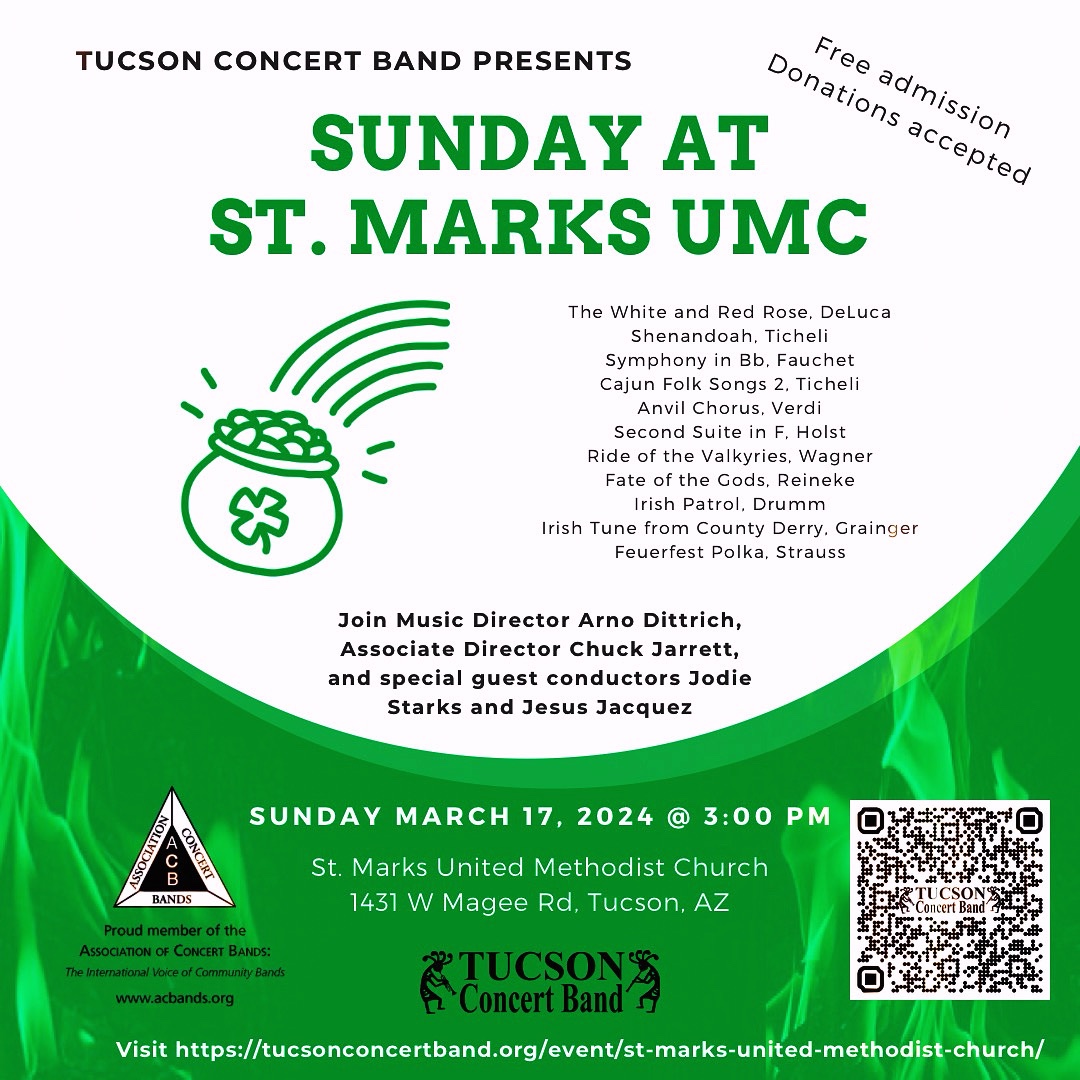TucsonBand66's tweet photo. Concert day!!! Sun Mar 17, 2024 at 3PM TCB presents a free concert Sunday at St. Marks!
#tucsonconcertband #music #lovemusic #localmusic #localtucson #tucsonlocal #tucsonmusic #tucson #az #March #Sunday #concert #performance #Ticheli #Holst #Strauss #Grainger #Verdi #BandsofACB https://t.co/LQvCvOVEgj