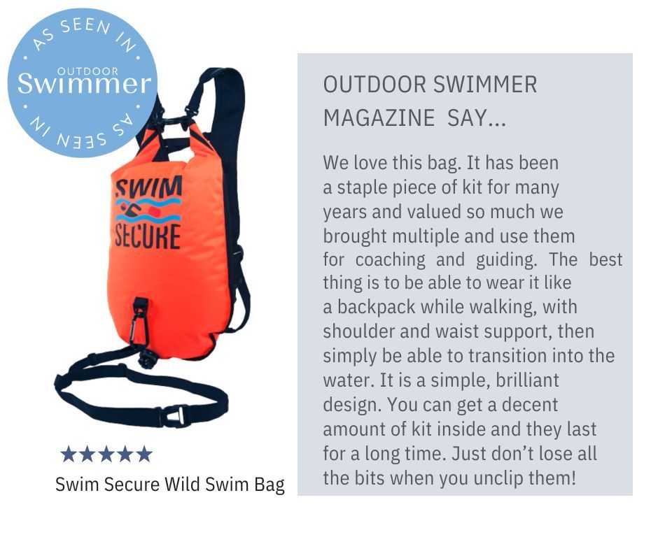 This is what @Outdoor_Swimmer Magazine say about our Wild Swim Bags: Click on the link to find out more: buff.ly/2LidLsy #swimsecure #besaferbeseen #highvisibility #openwaterswimming #outdoorswimming #wildswimming #coldwaterswimming #lakeswimming #towfloat