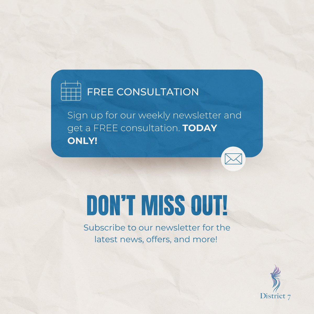 district7agency's tweet photo. Limited Time Deal: Sign Up Today and Get a Free Consultation!
—
Don't miss out on this opportunity to elevate your digital presence.

#growyourbusiness #smallbusinesstips #DigitalMarketing https://t.co/tOJtR0tuVp
