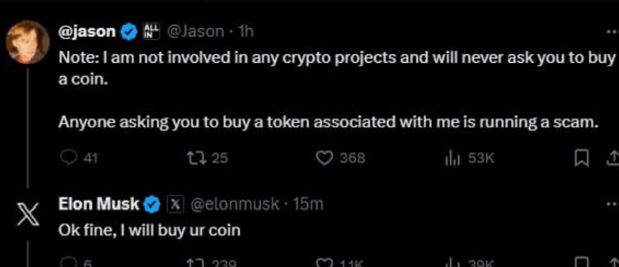 krilllincharts's tweet image. Elon`s fren $JASON is making waves across the Internet

The last time Elon said he would buy a Crypto, was $DOGE

HLQR9Rc7rzfiydRs5qaJGoKniu64zCNN75v5ju4HF2ap