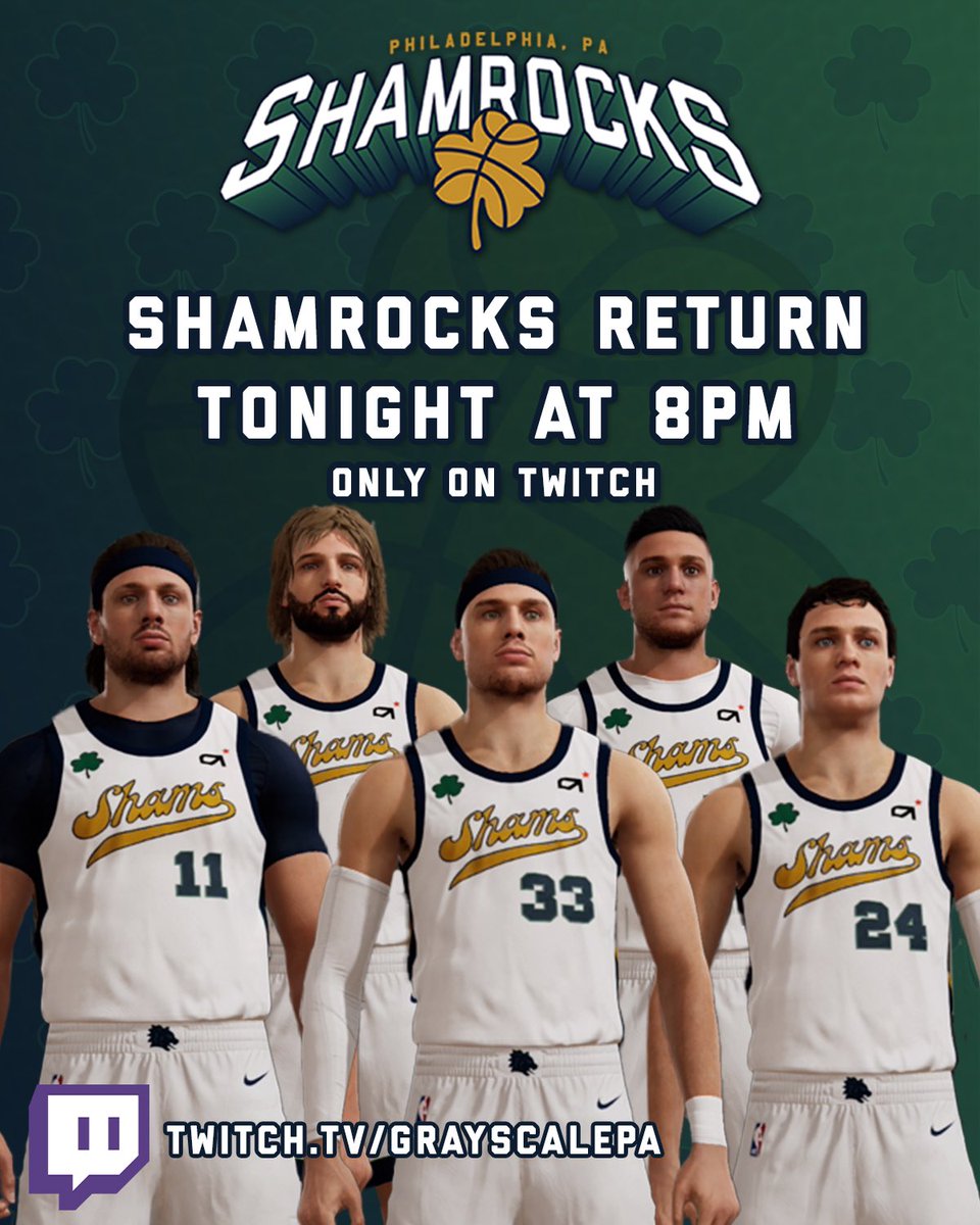 PhilaShamrocks's tweet photo. Come celebrate St. Paddy’s Day with your Philadelphia Shamrocks. Games start tonight at 8pm EST. #goshams☘️ https://t.co/vvKtusuvgS