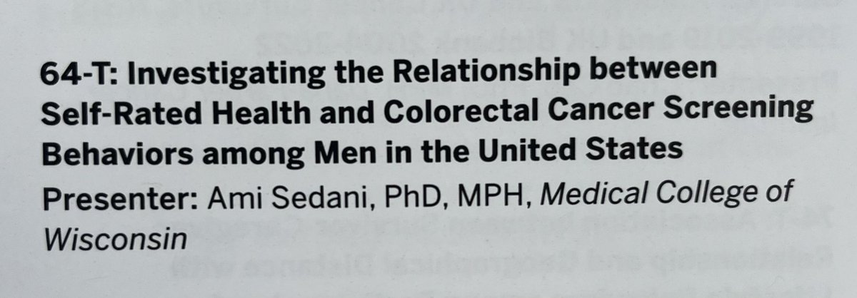 👋🏼 Come see me at tonight’s poster session (5:30-7 pm) #ASPO2024 Learn about CRC screening among men & my first postdoc project under the infamous Dr. @crrogersPhD OR just come say hi 🤠 #colorectalcancerawarenessmonth