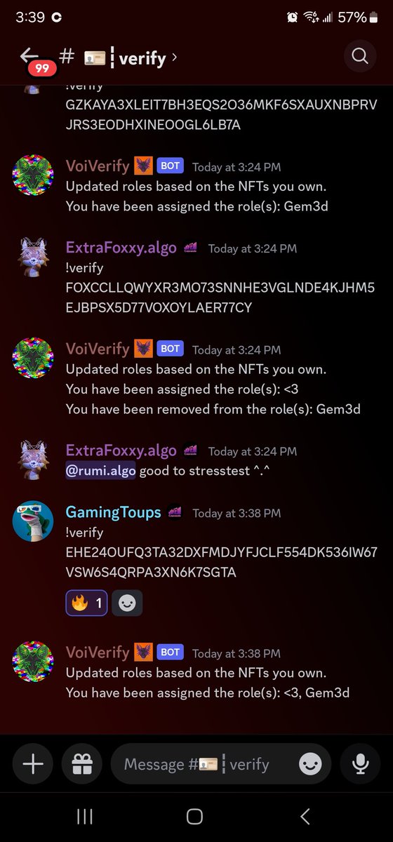 EFoxAJ's tweet photo. Check it out I made a bot for discord to verify $VOI NFTs ! "VV" .

Come visit Crescendo if you own #gem3d or #8bithearts and get your roles. 

Want to host your own "VV" bot?
Check out the github and try it yourself ^.^
https://t.co/7uk46m4pM7
Please note still in alpha lots of updates to come!