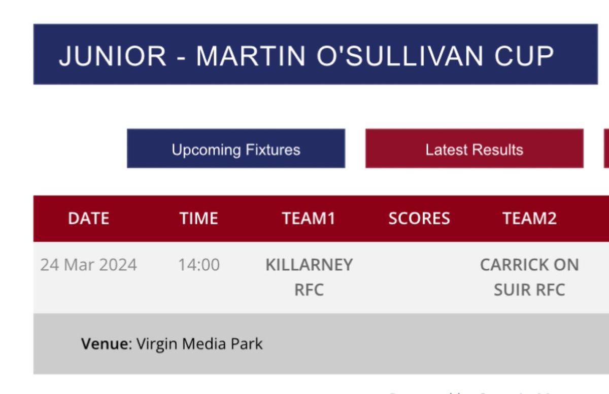 Martin O'Sullivan Cup Final next Sunday 24th March Vs Carrick 2pm Virgin Media Park (Musgrave as was)