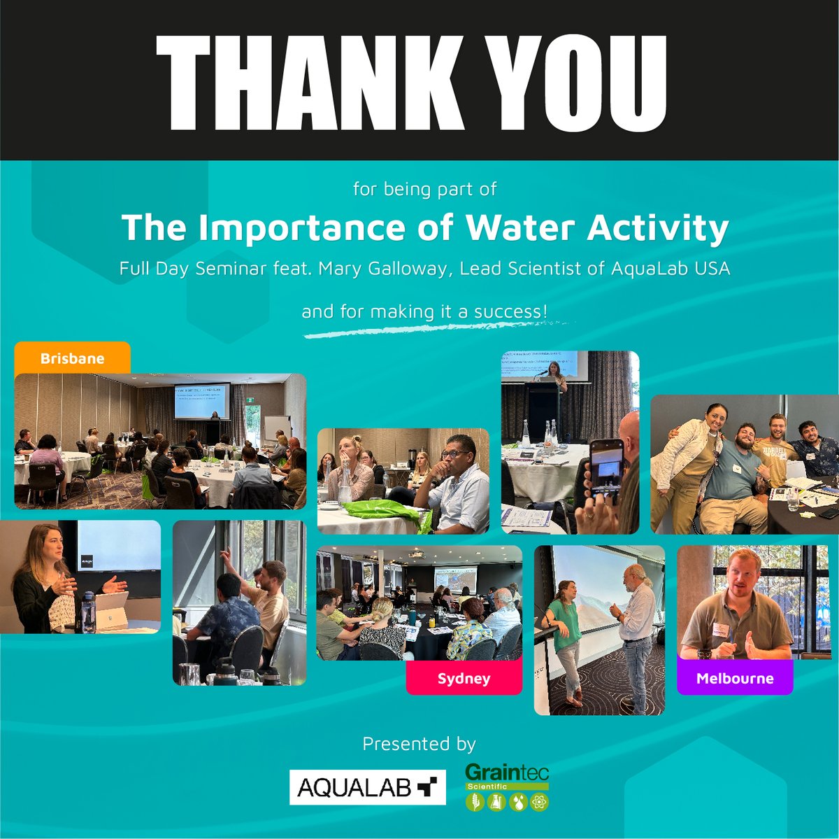 graintec's tweet image. Graintec Scientific extends its heartfelt appreciation to all the attendees of The Importance of #WaterActivity Seminar for making it a success. Special thanks to our esteemed speaker, Mary Galloway, and the dedicated team from #AquaLab USA for their invaluable contributions.
