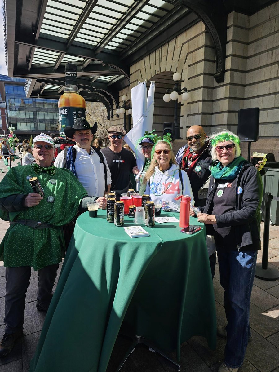 PHOTOS: Kennedy volunteers @sarah_melocco @ljgrady53 @Tommy39982724 (and more) marched in the Denver St. Patrick’s Day Parade on Saturday, March 16! #RFKJr #RFKJr2024 #Kennedy24 #Denver #Colorado #StPatricksDayParade #StPatricksDay  #StPatricksDayIsFor #Kennedy #Copolitics