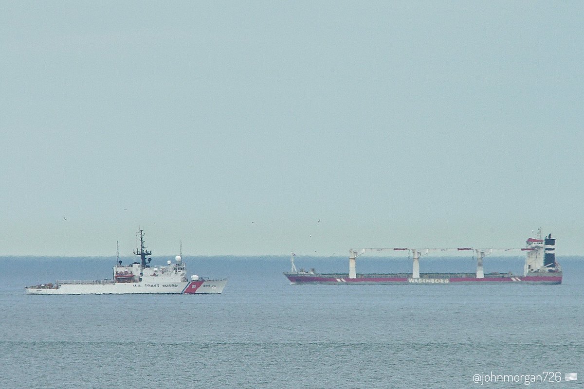 The #UnitedStatedCoastGuard 🇺🇸 #USCGCSeneca #WMEC906 heading out from Portsmouth, Virginia. And the #Wagenborg #GeneralCargoShip #Alamosborg IMO:9466348 en route to Baltimore, Maryland @BShipspotting @BaltoChes flying the flag of the Netherlands 🇳🇱. #ShipsInPics