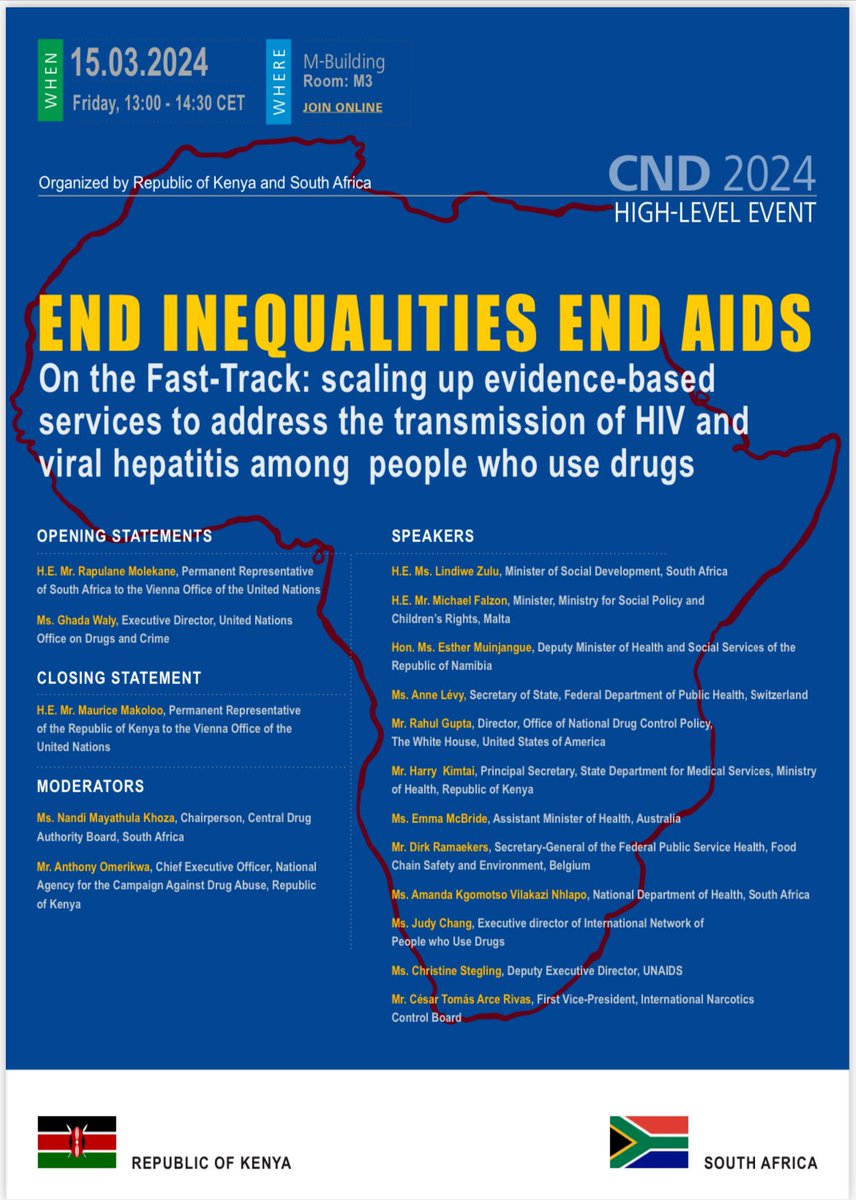 #CND67🇰🇪🇿🇦#HIV High-Level Event, H.E. Rapulane Molekane, 🇿🇦: “Our approach to address #HIV and #hepatitis among people who use drugs is multi-sectoral, human rights-based and includes all of society. We are working to empower communities and increase community-led responses.