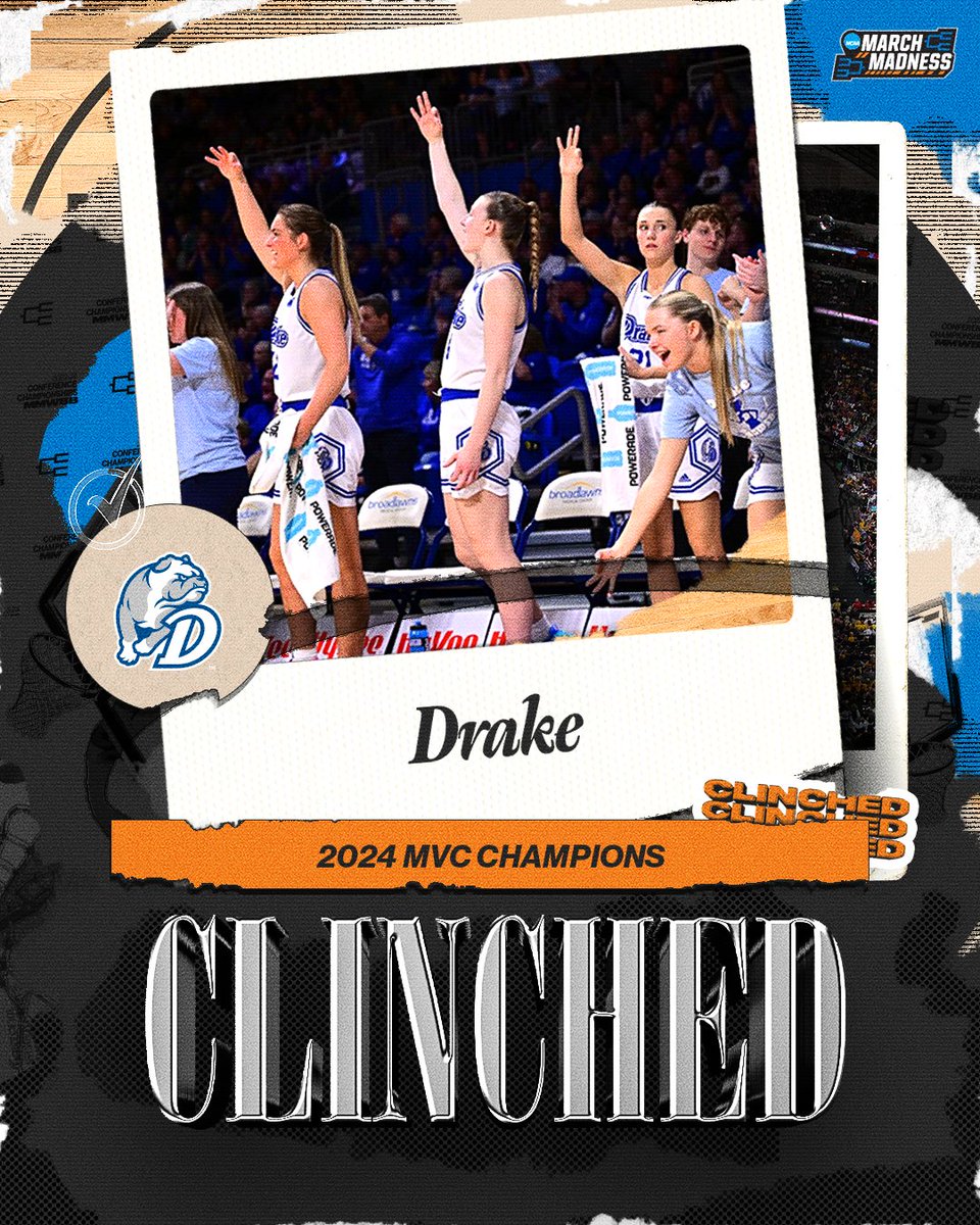 NCAA March Madness (@marchmadnesswbb) on Twitter photo THE BULLDOGS ARE DANCING ๐๏ธ๐ชฉ
<a href="/DrakeWBB/">Drake Women's Hoops</a> wins the <a href="/ValleyHoops/">MVC Basketball</a> Tournament for the second straight year and punches their ticket to the Big Dance!
#NCAAWBB THE BULLDOGS ARE DANCING ๐๏ธ๐ชฉ
<a href="/DrakeWBB/">Drake Women's Hoops</a> wins the <a href="/ValleyHoops/">MVC Basketball</a> Tournament for the second straight year and punches their ticket to the Big Dance!
#NCAAWBB